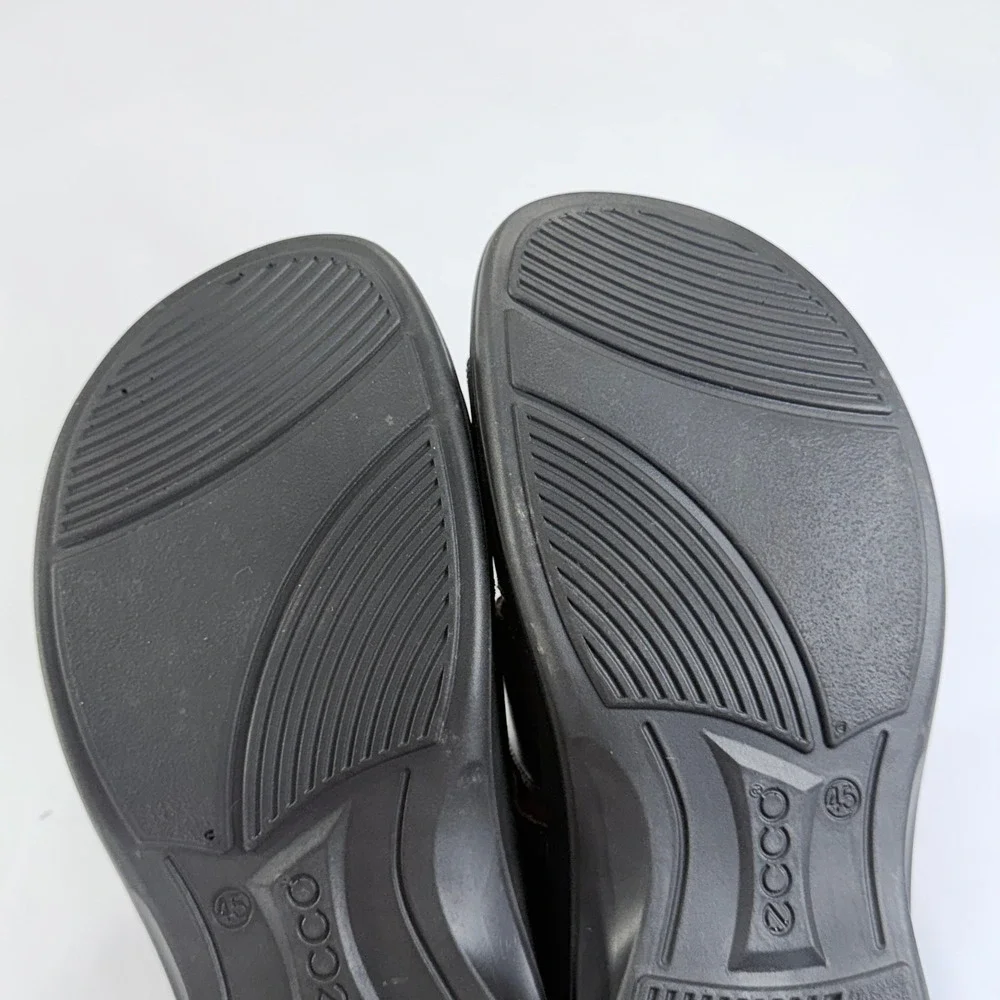 Ecco Fisherman Sandals Mens 45/11-11.5 Brown Leather Hook Loop Closed Toe Casual